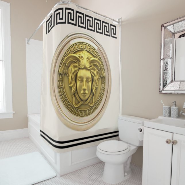 Golden Medusa / Gorgon Greek Key Beige and Black (In Situ)