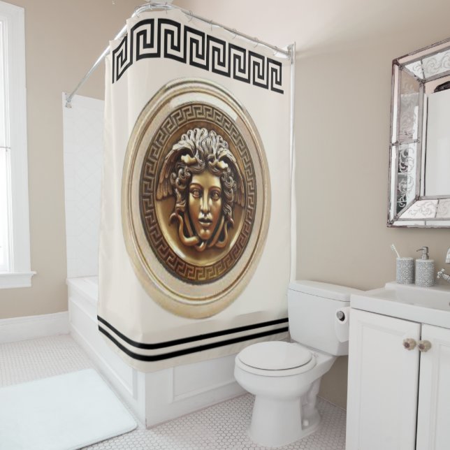 Golden Medusa / Gorgon Greek Key Beige and Black (In Situ)