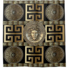 Golden Medusa Greek Key Shower Curtain