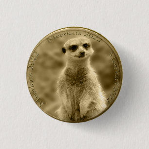 Golden Meerkat 2022 Coin, Hat Badge 1 Inch Round Button