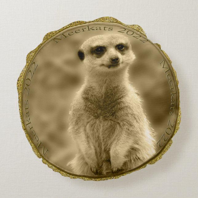Golden Meerkat 2022 Pièce, Coussin rond (Dos)