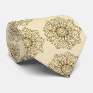 Golden Mehndi Lace on Ivory Wedding Tie
