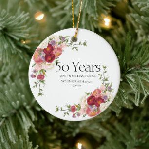 "Golden Memories: Celebrating 50 Years of Love" Ceramic Ornament