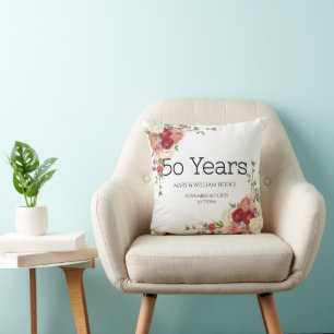 "Golden Memories: Celebrating 50 Years of Love" Throw Pillow