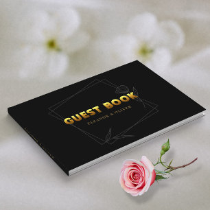 Golden Memories : Elegant Black & Gold Wedding Guest Book