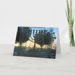 Golden menorah holiday card