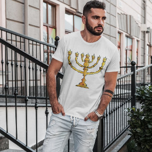 Golden Menorah Jewish Candle Holder T-Shirt