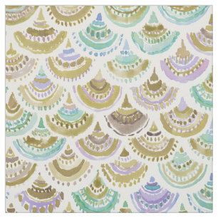 GOLDEN MERMACITA Watercolor Mermaid Scales Fabric