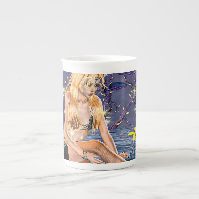 Golden Mermaid Bone China Mug (Front)