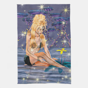 Golden Mermaid Kitchen Towel