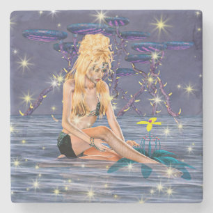 Golden Mermaid Stone Coaster