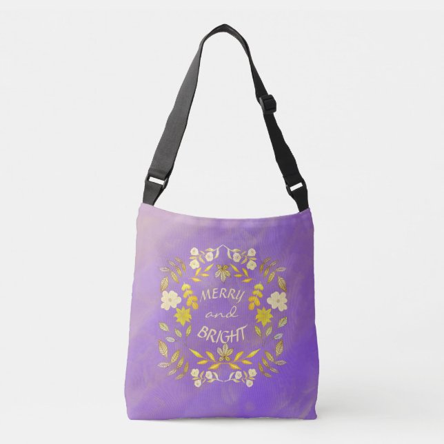 GOLDEN MERRY AND BRIGHT personalized  Crossbody Bag (Front)