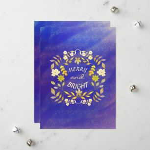 GOLDEN MERRY AND BRIGHT personalized Holiday Card