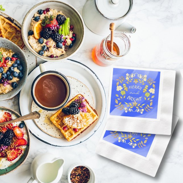GOLDEN MERRY AND BRIGHT personalized Napkin (Creator Uploaded)