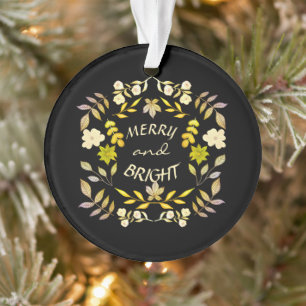 GOLDEN MERRY AND BRIGHT personalized Ornament