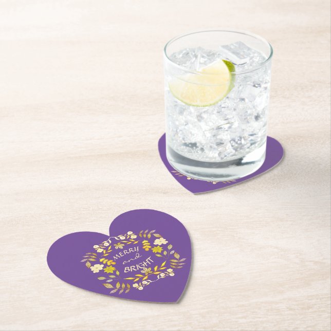 GOLDEN MERRY AND BRIGHT personalized Paper Coaster (Insitu)