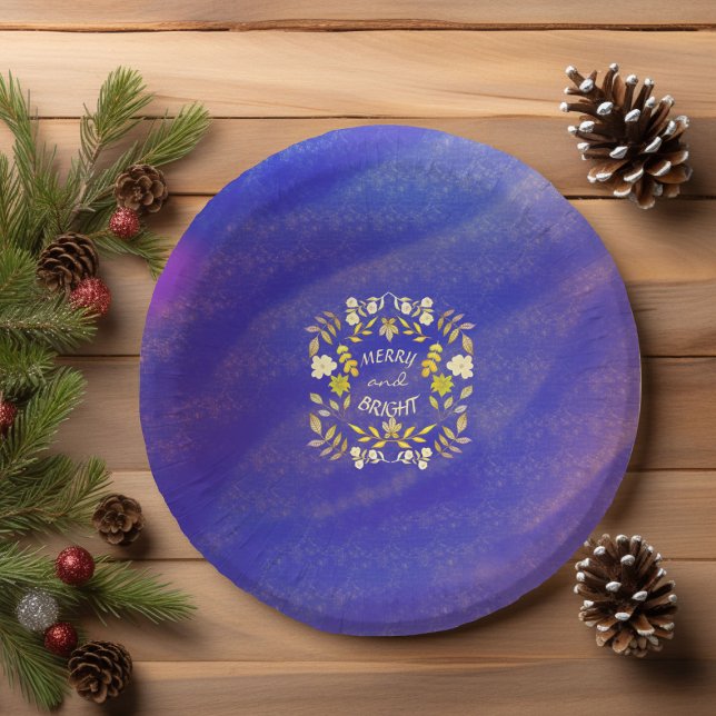 GOLDEN MERRY AND BRIGHT personalized Paper Plate (Creator Uploaded)