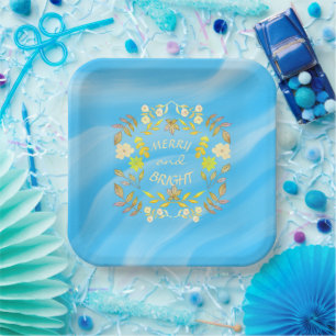 GOLDEN MERRY AND BRIGHT personalized Paper Plate