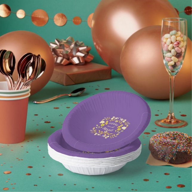 GOLDEN MERRY AND BRIGHT personalized Paper Plate (Multi)