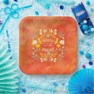 GOLDEN MERRY AND BRIGHT personalized Paper Plate