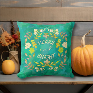 GOLDEN MERRY AND BRIGHT personalized Throw Pillow