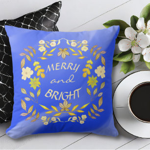 GOLDEN MERRY AND BRIGHT personalized Throw Pillow