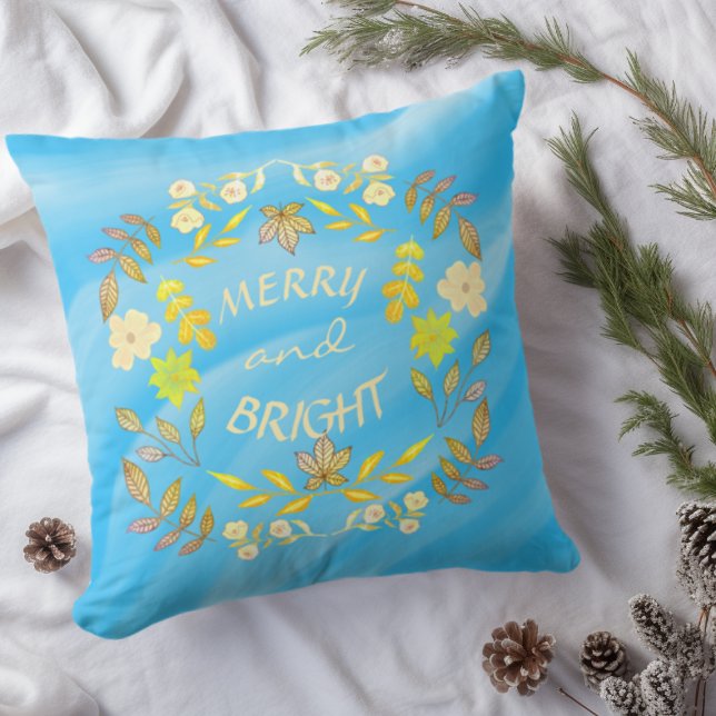 GOLDEN MERRY AND BRIGHT personalized Throw Pillow (Creator Uploaded)