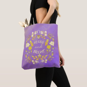 GOLDEN MERRY AND BRIGHT personalized Tote Bag