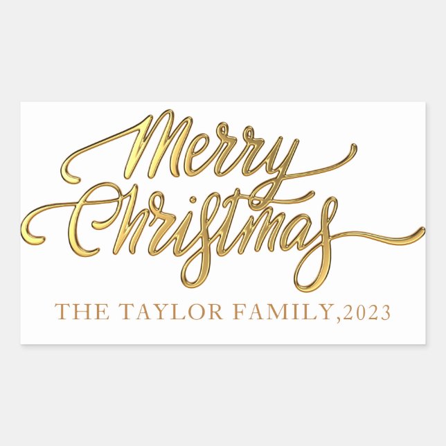 Golden Merry Christmas Holiday Gift black Sticker (Front)