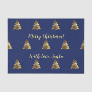 Golden Merry Christmas Tree with Candles Elegant Tissue Paper