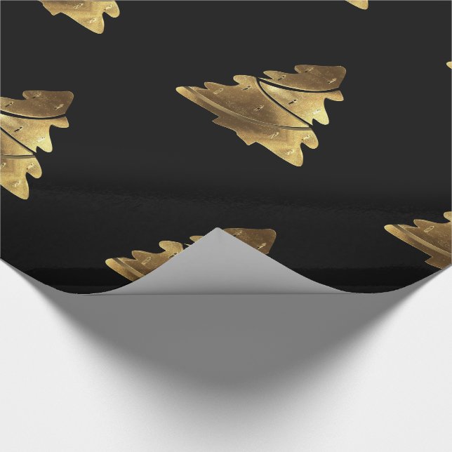 Golden Merry Christmas Tree with Candles Elegant Wrapping Paper (Corner)
