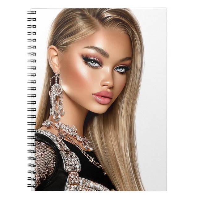 Golden Mesh Glam Girl Spiral Photo Notebook (Front)