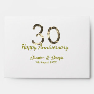 Golden Metallic 30th Happy anniversary add name Envelope