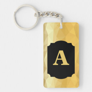 Golden metallic black custom monogram keychain