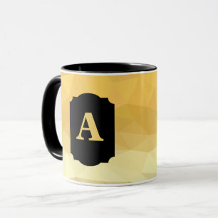 Golden metallic black personalized monogram mug