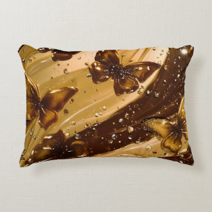 Golden Metallic Butterfly Glam Abstract Accent Pillow