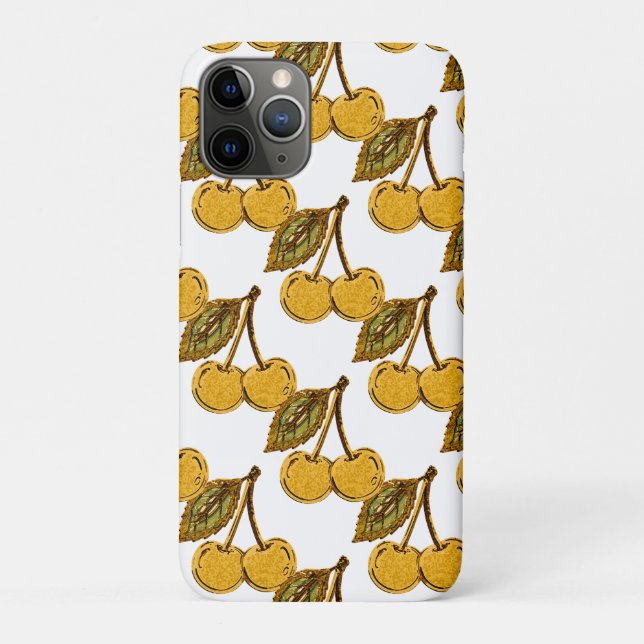 Golden Metallic Cherries Pattern Case-Mate iPhone Case (Back)