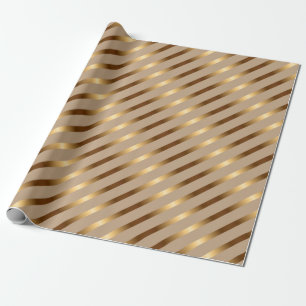 Golden Metallic Diagonal Stripes Wrapping Paper