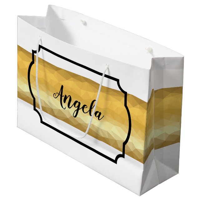 Golden metallic effect geometric design favour bag (Front Angled)