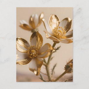 Golden Metallic Flowers Luxe Botanical Elegance Postcard