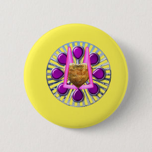 Golden Metallic Heart Stand 2 Inch Round Button