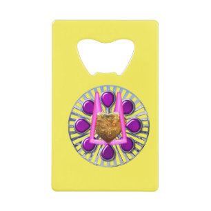 Golden Metallic Heart Stand Credit Card Bottle Opener