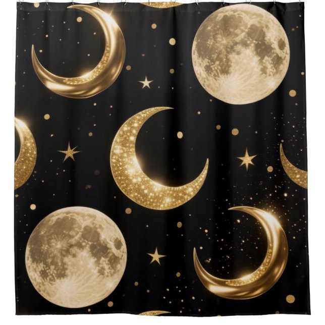 Golden Metallic Moons Pattern,Luxe Celestial  (Front)