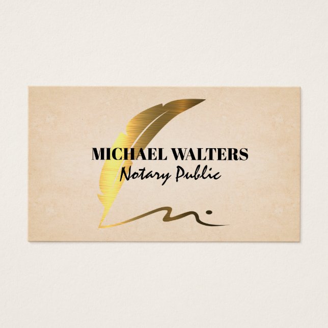 Golden Metallic Pen Logo | Notary (Front)