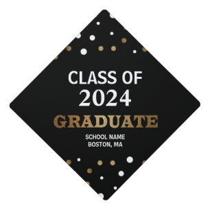 Golden Milestone: Class of 2024 Personalized Gradu Graduation Cap Topper