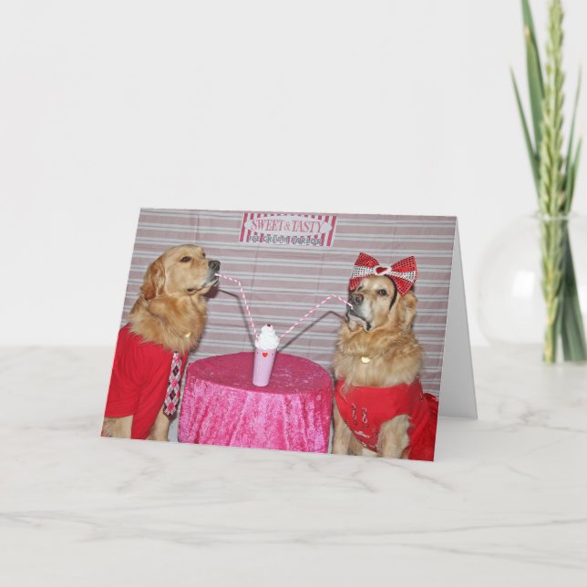 Golden Milkshake Valentine's Day Holiday Card (Front)