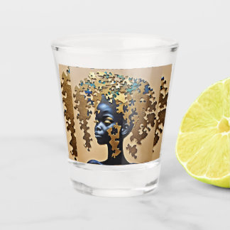 Golden Mind Awakening – Puzzle Soul Goddess Art Shot Glass