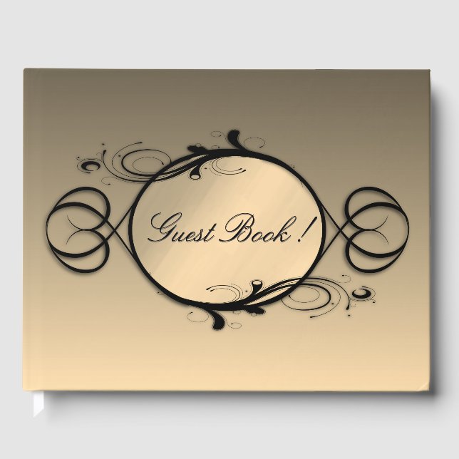 Golden Mirror Fantasy Wedding Guest Book (Front)