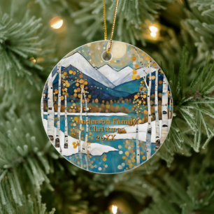 Golden Modern Aspen Mountains Ceramic Ornament