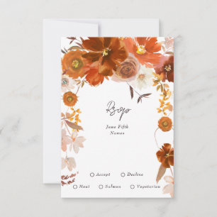 Golden Modern Copper Rich Floral Botanicals RSVP Card